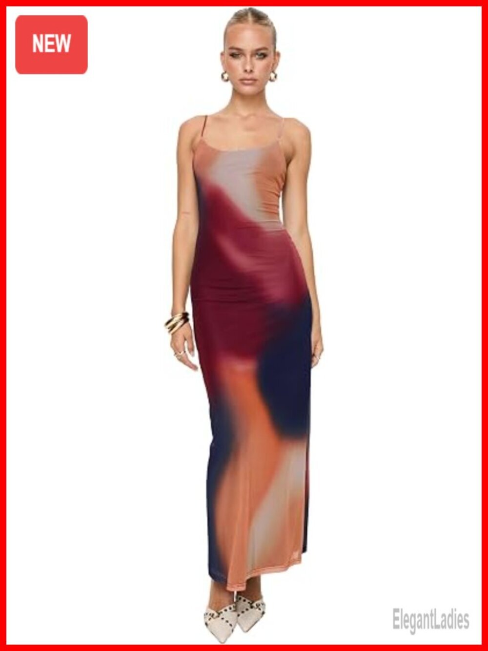 Women's Mesh Bodycon Maxi Dress with Adjustable Straps